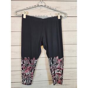 Everlast Women's Plus Black And‎ Pink Geometric Printed Leggings Size 1X